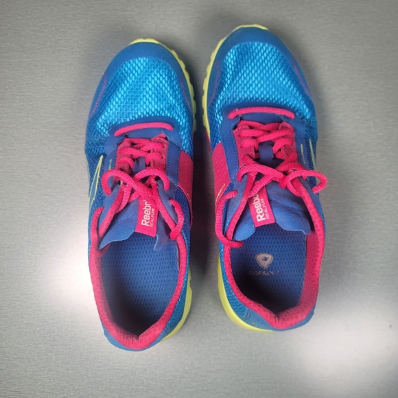 Reebok Realflex Run 2.0 Blue Neon Yellow Running Shoes Women's 7.5 - Picture 6 of 9